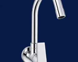 The Sink Cock(C-series) in Surat is crafted from 100% brass, ensuring durability. Its sleek flat lever and high swan-neck spout provide a splash-free flow, perfect for daily use in kitchens and bathrooms. The stylish mirror-chrome finish adds elegance, making it a must-have for any modern home. premium-faucets-surat.jpg